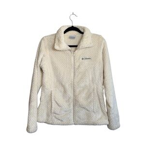 Columbia Fire Side Sherpa Full Zip Jacket Cream Textured Outdoor Medium Women’s